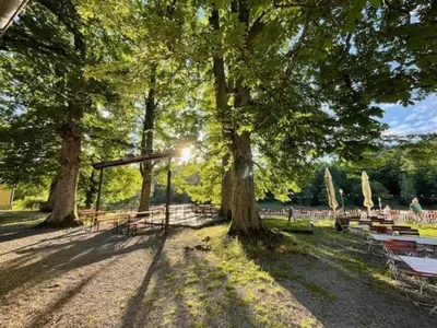 Ein Garten an der Unterkunft Gasthof Marienthal am Regen