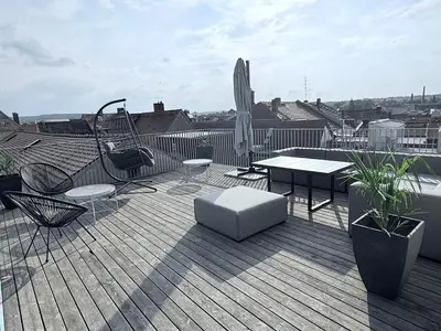 Ein Balkon oder eine Terrasse in der Unterkunft designAparts - I - Penthouse mit Dachterrasse