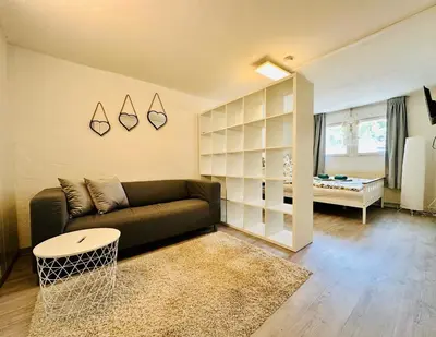 Ein Sitzbereich in der Unterkunft Ferienwohnung Nähe Festspielhaus