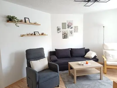 Ein Sitzbereich in der Unterkunft Ferienwohnung Familie Krauß