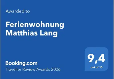 Ein Zertifikat, Auszeichnung, Logo oder anderes Dokument, das in der Unterkunft Ferienwohnung Matthias Lang ausgestellt ist