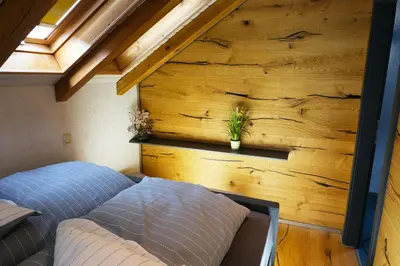 Ein Bett oder Betten in einem Zimmer der Unterkunft Ferienhaus Das Finkennest