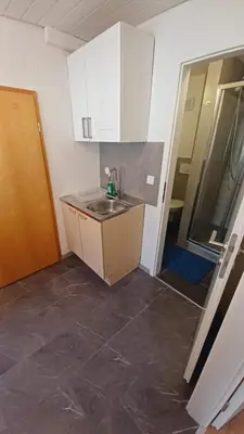 Küche/Küchenzeile in der Unterkunft Einfache 2 Zimmer Wohnung mit Parkplatz nur 8 Min nach Bayreuth