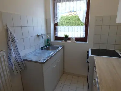 Küche/Küchenzeile in der Unterkunft Ferienwohnung Jedermann