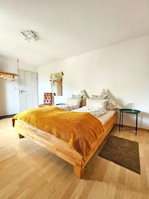 Ein Bett oder Betten in einem Zimmer der Unterkunft Rad und Rudel Ferienwohnung