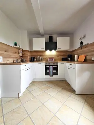 Küche/Küchenzeile in der Unterkunft Rad und Rudel Ferienwohnung
