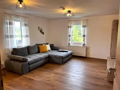 Ein Sitzbereich in der Unterkunft Ferienwohnung Naturtraum