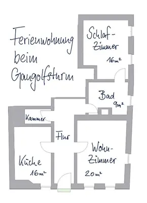 Grundriss der Unterkunft Ferienwohnung beim Gangolfsturm