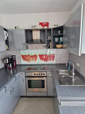 Küche/Küchenzeile in der Unterkunft Burgblick