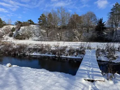 Ferienhaus Glücklich am Bach im Winter