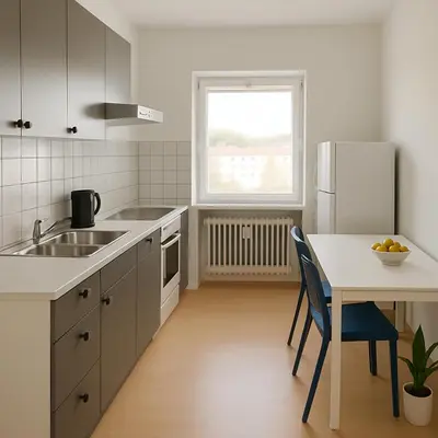 Küche/Küchenzeile in der Unterkunft SUNNYHOME Monteurwohnungen und Apartments in Weiden