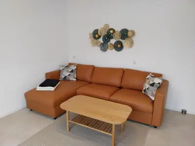 Ein Sitzbereich in der Unterkunft Gemütliche Apartments in Steinberg am See für Arbeit & Urlaub