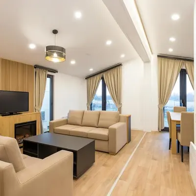 Ein Sitzbereich in der Unterkunft SUNNYHOME Chalet, Neunburg vorm Wald