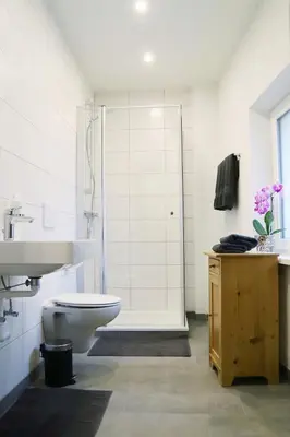 Ein Badezimmer in der Unterkunft Gästesuite im Stöckelkeller bei Bayreuth