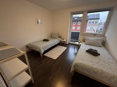 Ein Bett oder Betten in einem Zimmer der Unterkunft Wohnen im Herzen von Kulmbach