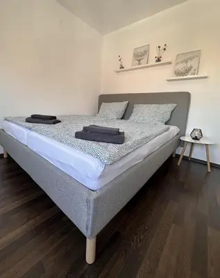Ein Bett oder Betten in einem Zimmer der Unterkunft Wohnen im Herzen von Kulmbach