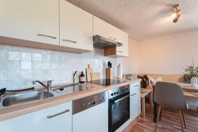 Küche/Küchenzeile in der Unterkunft Ferienwohnung Am Wald