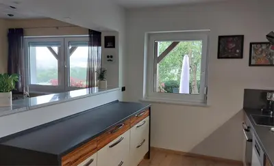 Küche/Küchenzeile in der Unterkunft Wohnung in Selbitz