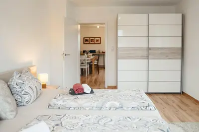 Ein Bett oder Betten in einem Zimmer der Unterkunft Ferienwohnung Ohne Gleichen