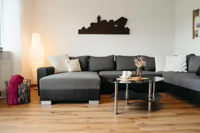 Ein Sitzbereich in der Unterkunft Ferienwohnung Ohne Gleichen