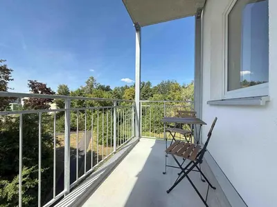 Ein Balkon oder eine Terrasse in der Unterkunft AM1237 moderne Monteurwohnung mit Balkon