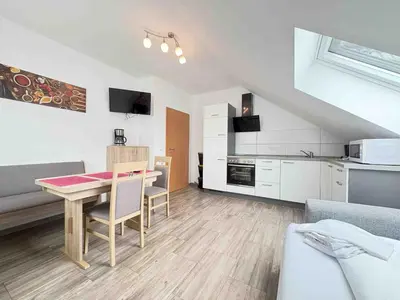 Küche/Küchenzeile in der Unterkunft STB114 moderne Monteurwohnung