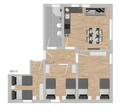 Grundriss der Unterkunft STB115 praktische Monteurwohnung