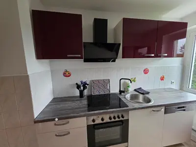 Küche/Küchenzeile in der Unterkunft Ferienwohnung Wagner