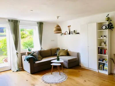 Ein Sitzbereich in der Unterkunft Idyllische Ferienwohnung bei Weißenstadt am See