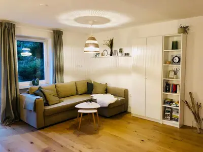 Ein Sitzbereich in der Unterkunft Idyllische Ferienwohnung bei Weißenstadt am See