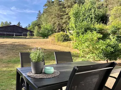 Ein Garten an der Unterkunft Idyllische Ferienwohnung bei Weißenstadt am See