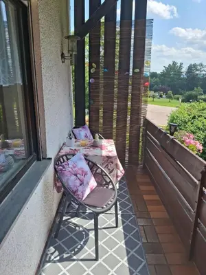 Ein Balkon oder eine Terrasse in der Unterkunft Ferienwohnung Herzmensch