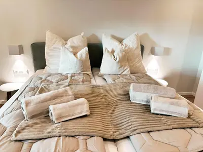 Ein Bett oder Betten in einem Zimmer der Unterkunft Urlaub im bayerischen Wald