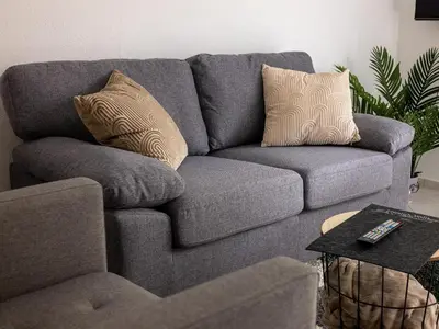 Ein Sitzbereich in der Unterkunft Ferienwohnung Hollerberg