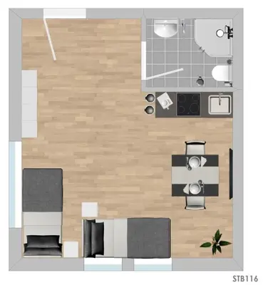 Grundriss der Unterkunft STB116 smarte Monteurwohnung