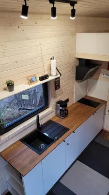 Küche/Küchenzeile in der Unterkunft Fichtel-Tiny - Mit Hot Tub oder Sauna gegen Aufpreis
