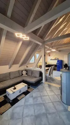 Ein Sitzbereich in der Unterkunft Ferienwohnung Ankerplatz