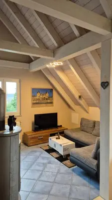 Ein Sitzbereich in der Unterkunft Ferienwohnung Ankerplatz