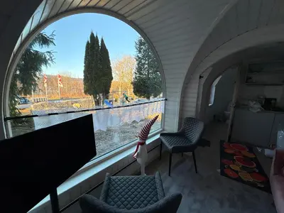 Ein Sitzbereich in der Unterkunft Seeperle Weißenstadt Haus Waldstein