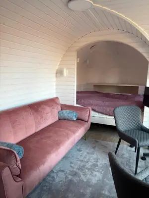 Ein Sitzbereich in der Unterkunft Seeperle Weißenstadt Haus Waldstein