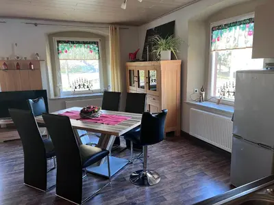 Küche/Küchenzeile in der Unterkunft Ferienwohnung Arnoldshammer