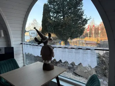 Ein Balkon oder eine Terrasse in der Unterkunft Seeperle Weißenstadt Haus Kösseine