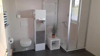 Ein Badezimmer in der Unterkunft Seeperle Weißenstadt Wohnung Ochsenkopf