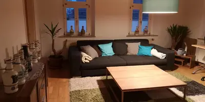 Ein Sitzbereich in der Unterkunft Private Wohnung im Wallfahrtsort Gößweinstein