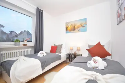 Ein Bett oder Betten in einem Zimmer der Unterkunft Kulmbach 02 - Apartment für Firmen