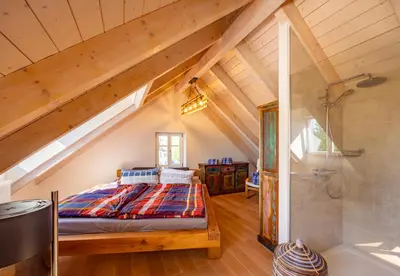 Ein Bett oder Betten in einem Zimmer der Unterkunft Die Blaue Pause 29