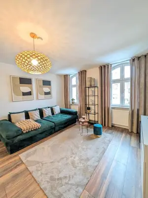 Ein Sitzbereich in der Unterkunft Urban Elegance - Stilvolles Apartment mit höchstem Komfort Nähe Wagner Festspielhaus