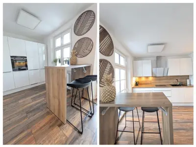 Küche/Küchenzeile in der Unterkunft Urban Elegance - Stilvolles Apartment mit höchstem Komfort Nähe Wagner Festspielhaus