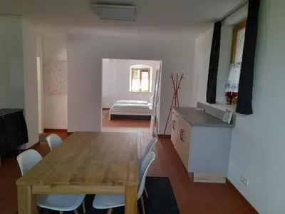Ein Bett oder Betten in einem Zimmer der Unterkunft Ferienwohnung Am Pulverturm