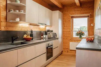 Küche/Küchenzeile in der Unterkunft Ferienholzhaus Füßmann im Ahorntal